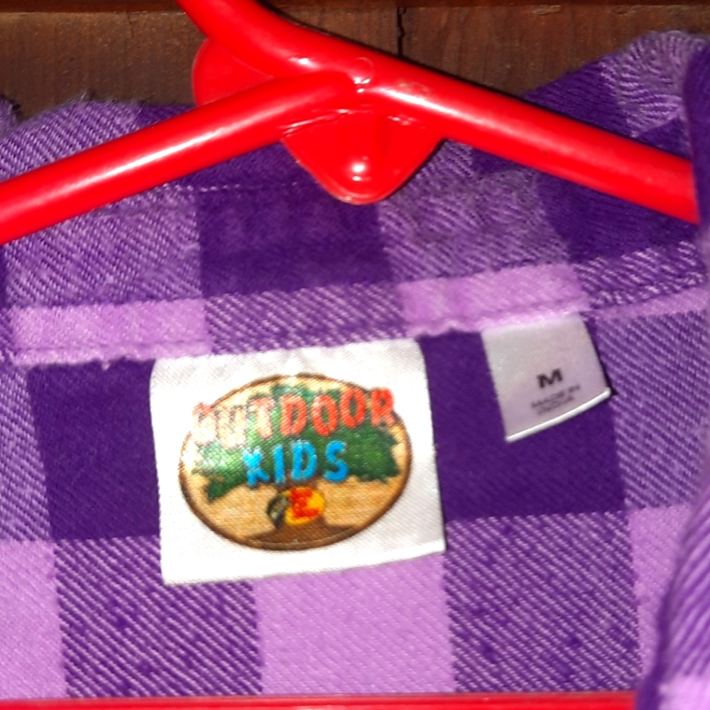 🍀3/15 Girls Purple Flannel Button Down Shirt - Picture 8 of 9
